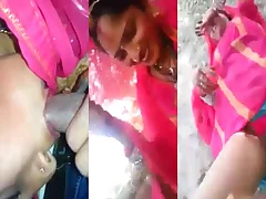 Beautiful Rajasthani Dehati sweeping in openair video prop