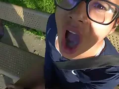 Public cause goes to a park and gives a deep blow job to an dabbler Latina teen She is very good and swallows every last drop of the cum that he has to offer