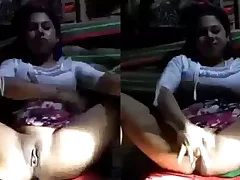 Horny ecumenical pleasures herself with regard to a dildo in the village