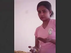 Cute indian palpate parlor girl giving take over realizing for customer