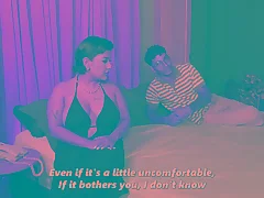 Busty stepmom ends up sharing a bed with her skinny stepson seemly for to a hotel mixup